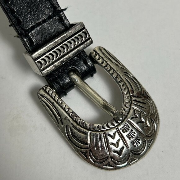 Vintage 1990s Liz Claiborne Slim Leather Belt | Classic Minimal Y2K - Picture 2 of 15